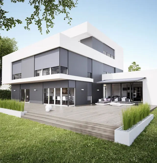 Een screen wordt bijzonder robuust en windstabiel met een zijgeleiding