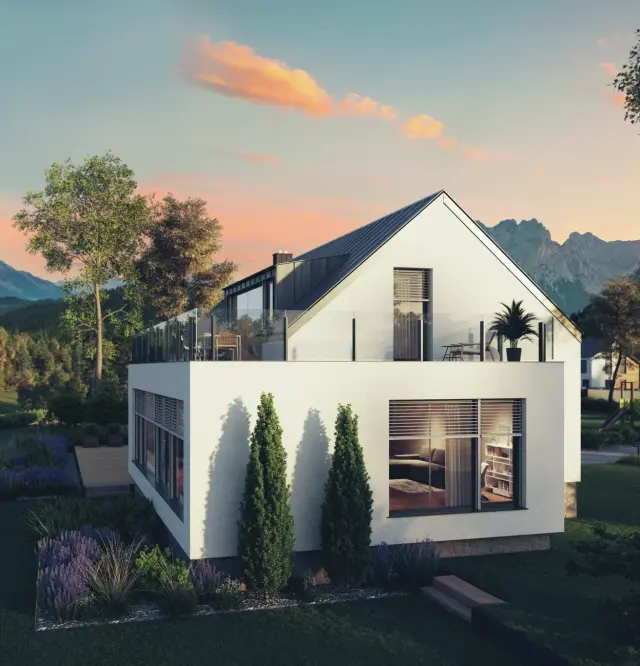 Glasgeländer am modernen Einfamilienhaus