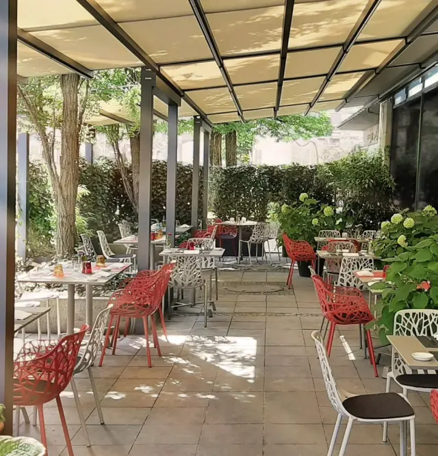 View of the patio covers in the restaurant