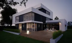 Modernes Einfamilienhaus mit smart gesteuertem Sonnenschutz