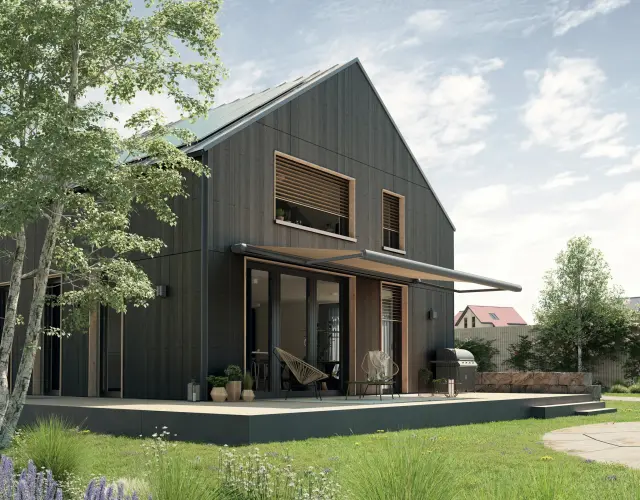 Terrassenmarkise Terrea K55 an einem Einfamilienhaus