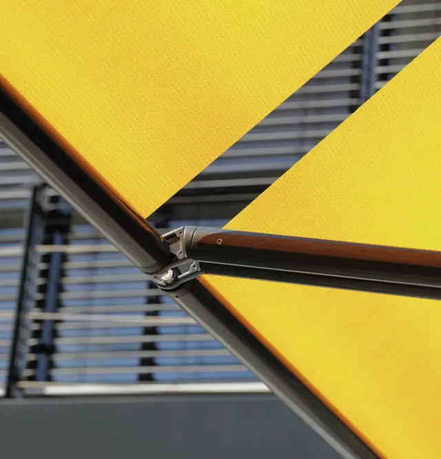 Shaft awning textile screen